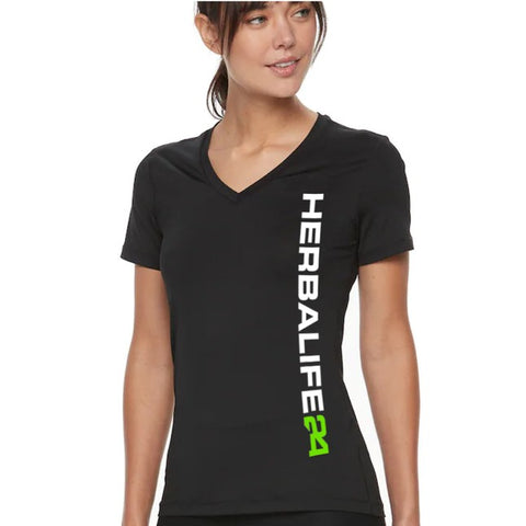 Dry Fit Black Vneck Herbalife 24(white/green) - Samalea Corp